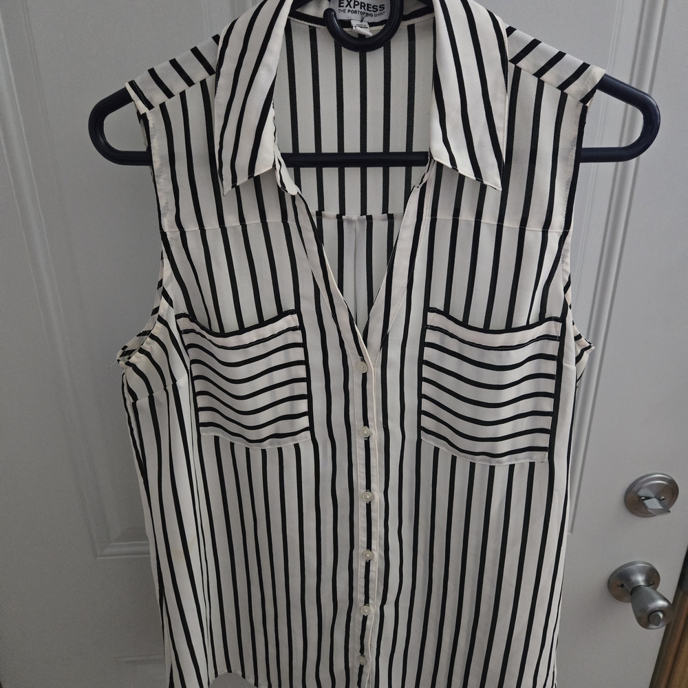 Express Black and White Striped Women's Top